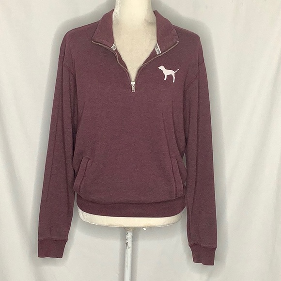 Pink Victoria’s Secret Burgundy 1/4 Zip Pullover Size XS - Picture 13 of 16
